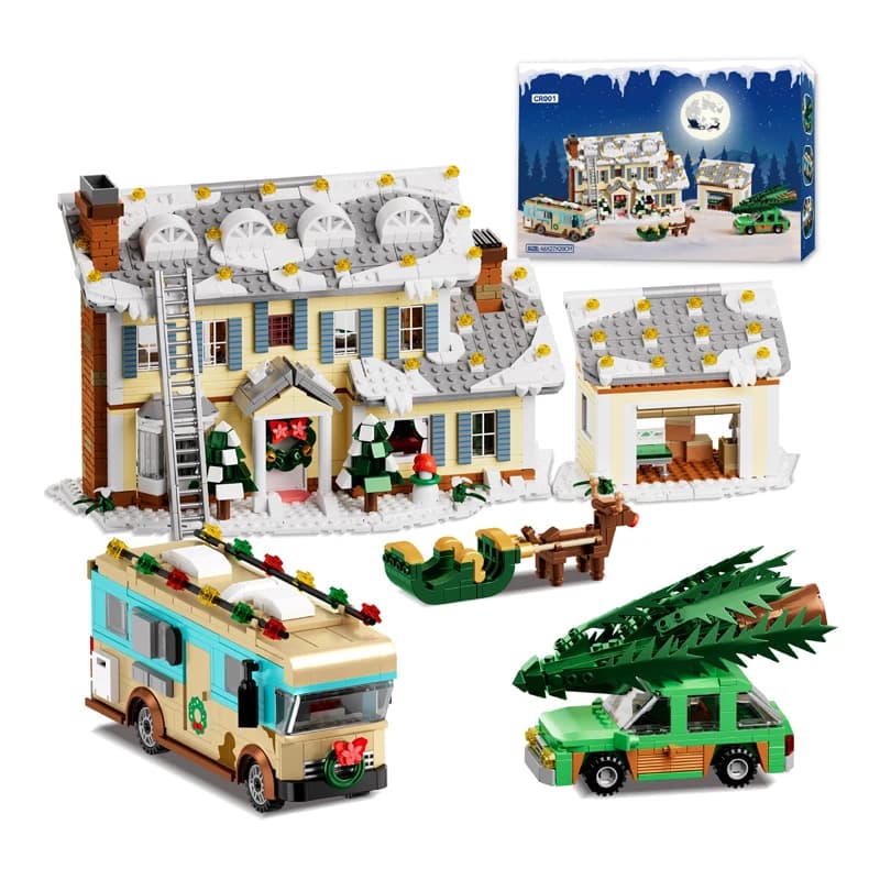 1958 pièces maison de vacances de noël blocs de construction jouets ensembles vacances ornements déc