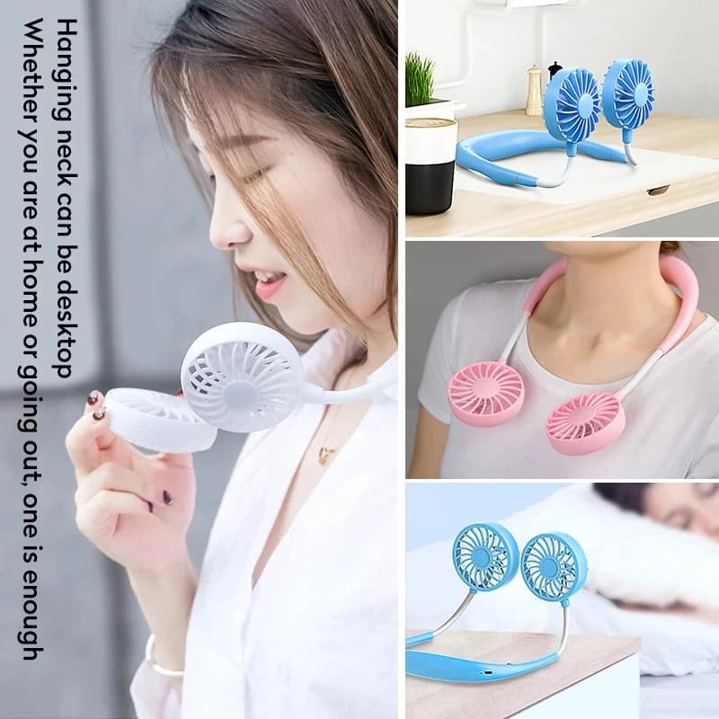 Mini ventilateur de sport, Portable, mains-libres, suspendu, Rechargeable, USB, 3 vitesses, réglable