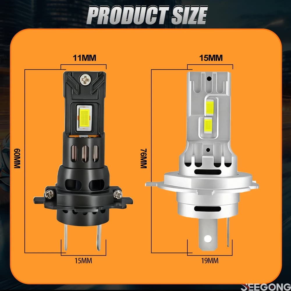 Ampoule de phare LED H7 H4 1000000LM 900W, design 1:1 de l'ampoule halogène, éclairage automobile av