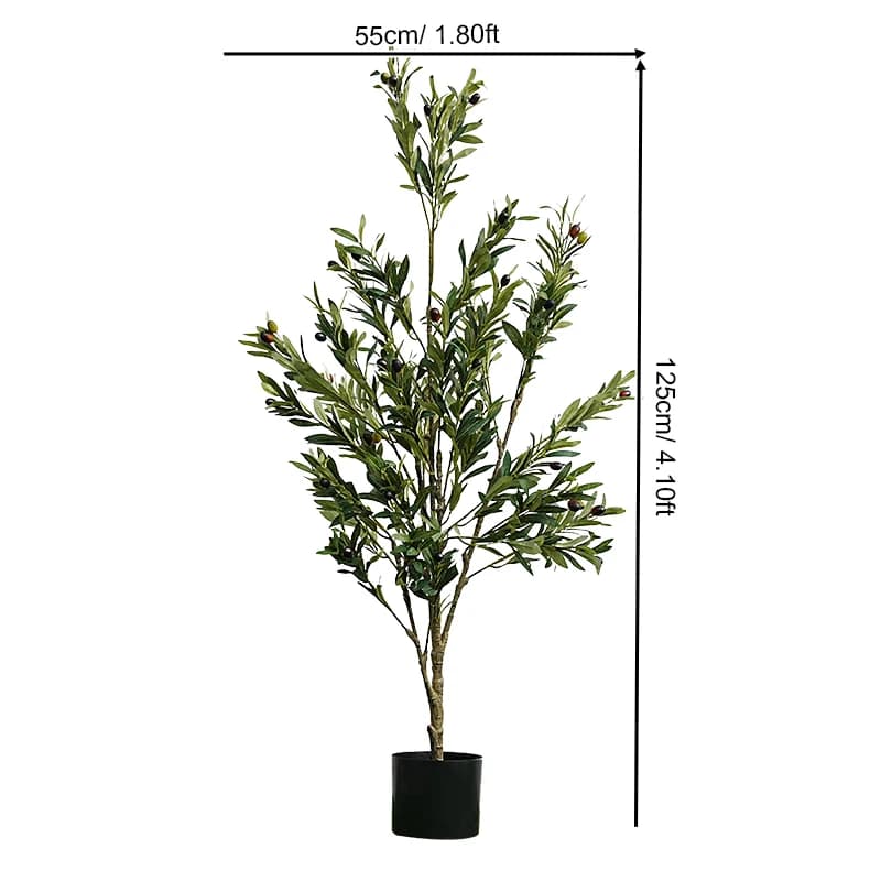 Arbre d'olivier artificiel de 1,2 mètres, grande plante en pot au toucher réel, décoration d'intérie