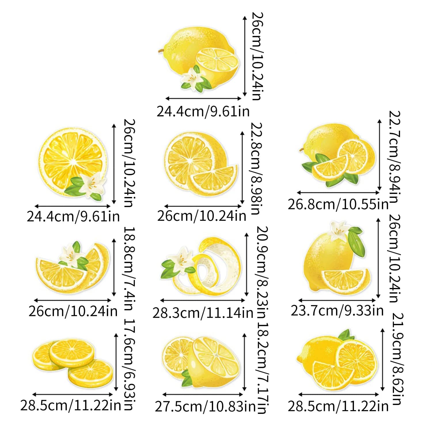 Bannière décorative jaune citron à suspendre pour porte d'entrée, découpes en papier, thème fruits d
