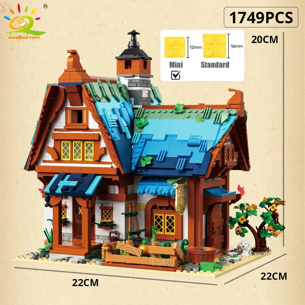 HUIQIBAO MOC château ville Architecture médiévale Style maison micro blocs de Construction mini briq