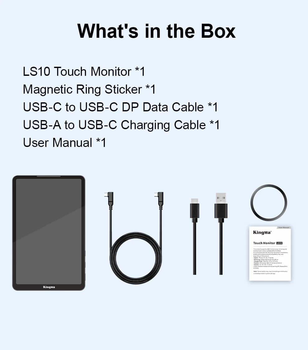 Moniteur tactile KingMa 10' pour diffusion en direct compatible iPhone 17 16 15 Samsung, kit de mise