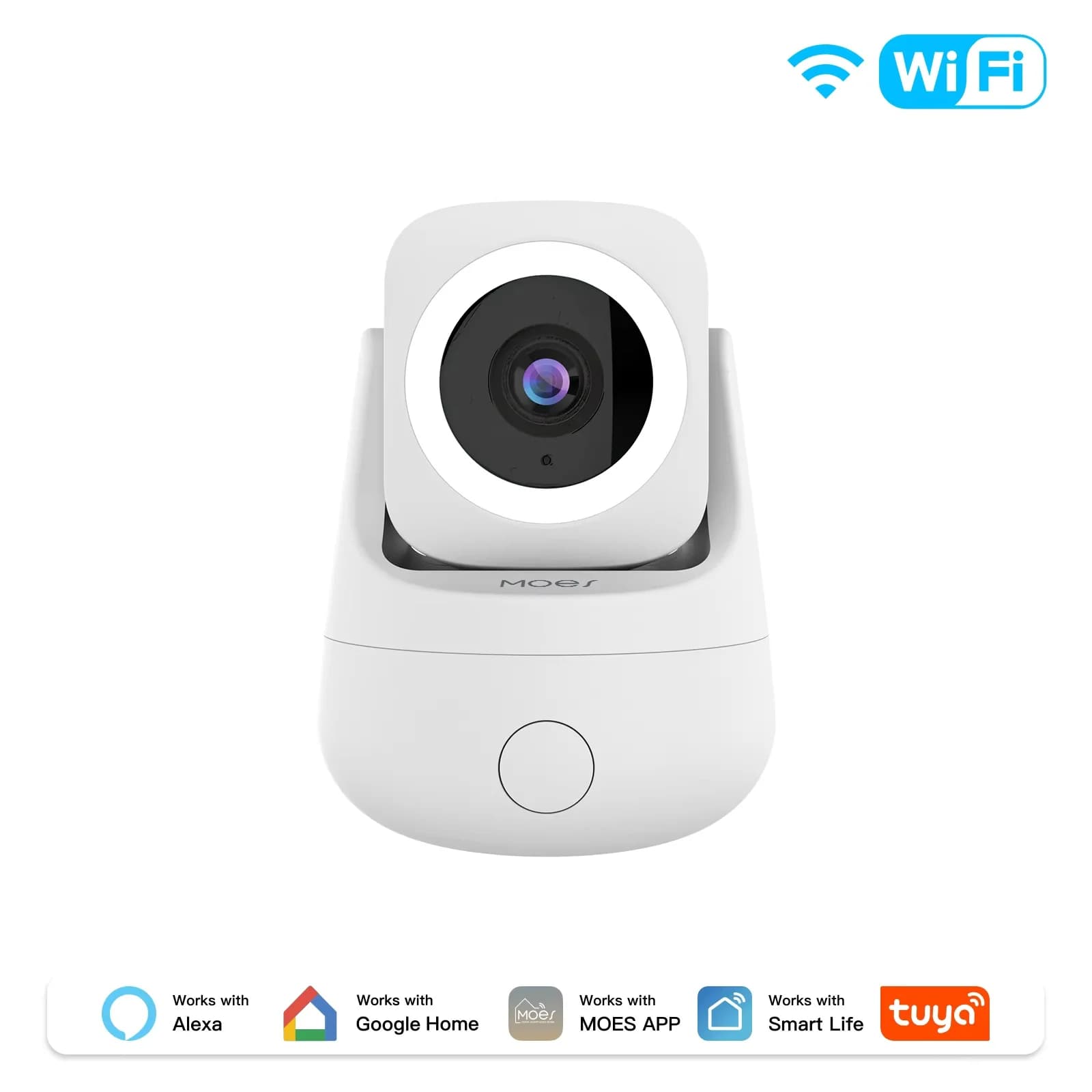 Caméra intelligente WiFi MOES Tuya pour intérieur, 3MP HD, panoramique 360° ° Inclinaison 180° °