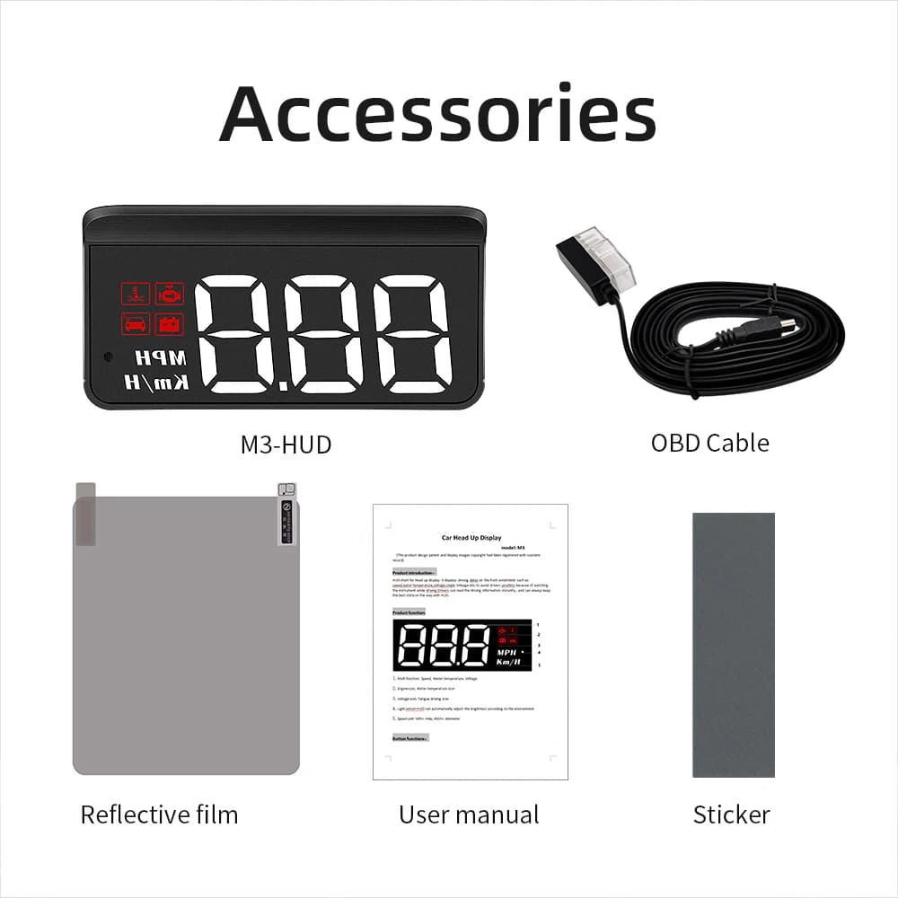 M3 HUD Obd2 affichage ordinateur de bord affichage tête haute de voiture pare-brise grande projectio