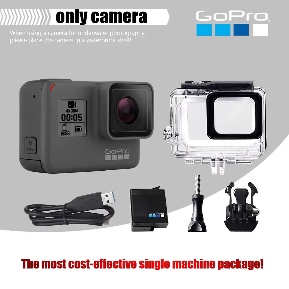 Gopro hero 5 caméra d'action noire 4k30 fram ultra hd 12MP Anti-secouement natation et surf paquet c