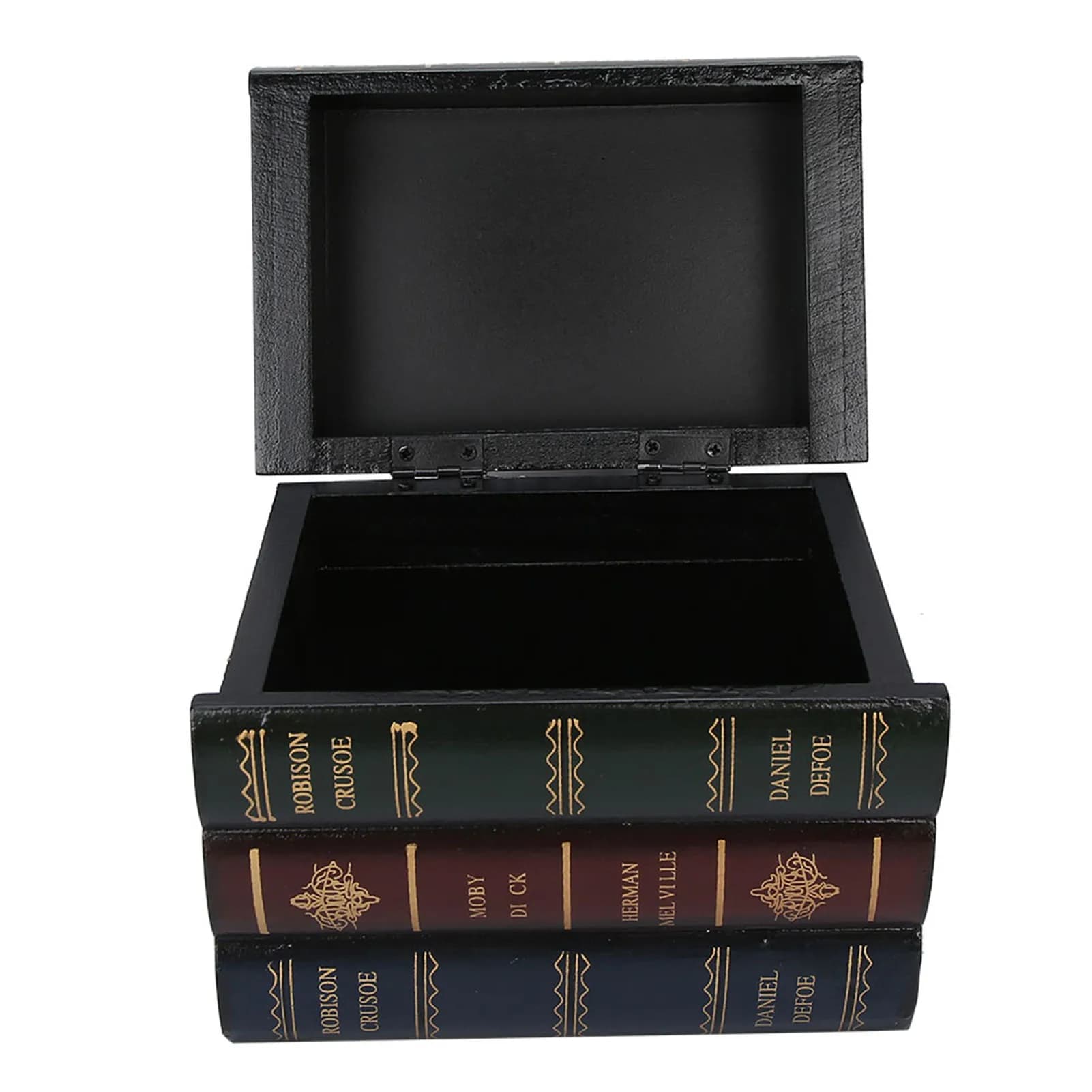 Boîte en forme de livre antique, étui de rangement de bijoux, ornements de bibliothèque de bureau, a