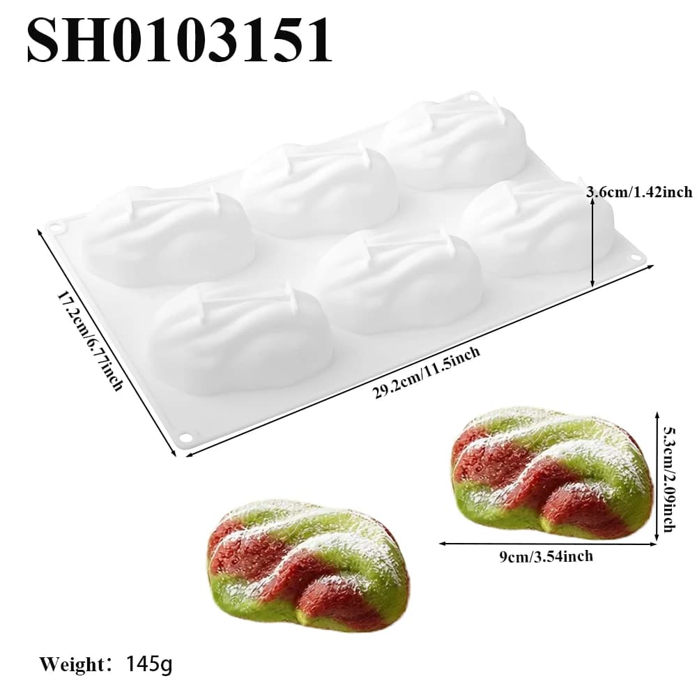 Moule en silicone à 6 ou 12 cavités pour pistaches, chocolat, dessert, pudding, pâtisserie française