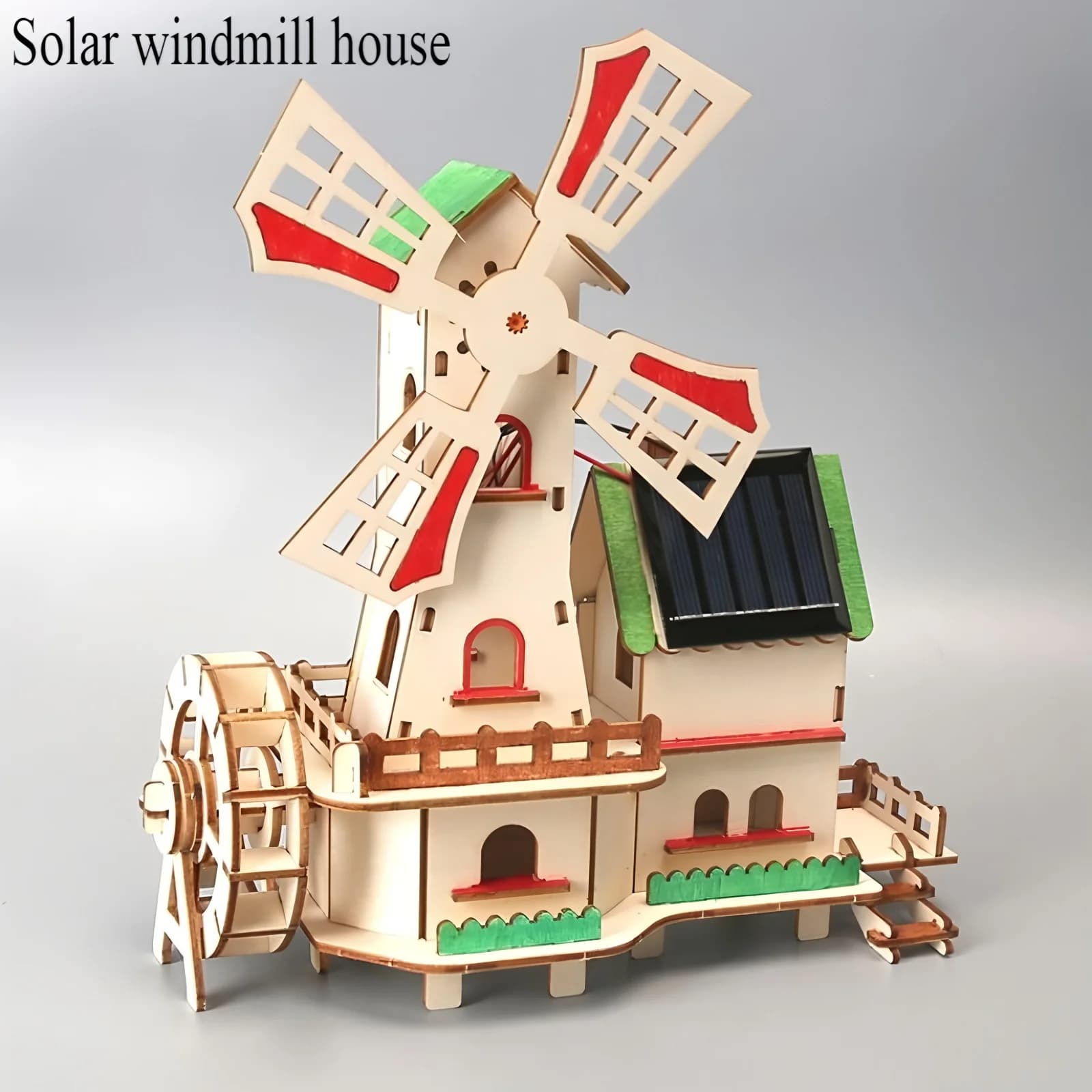 Maisons de moulin à vent solaire, modèles d'assemblage artisanaux pour enfants, puzzles en bois 3D,