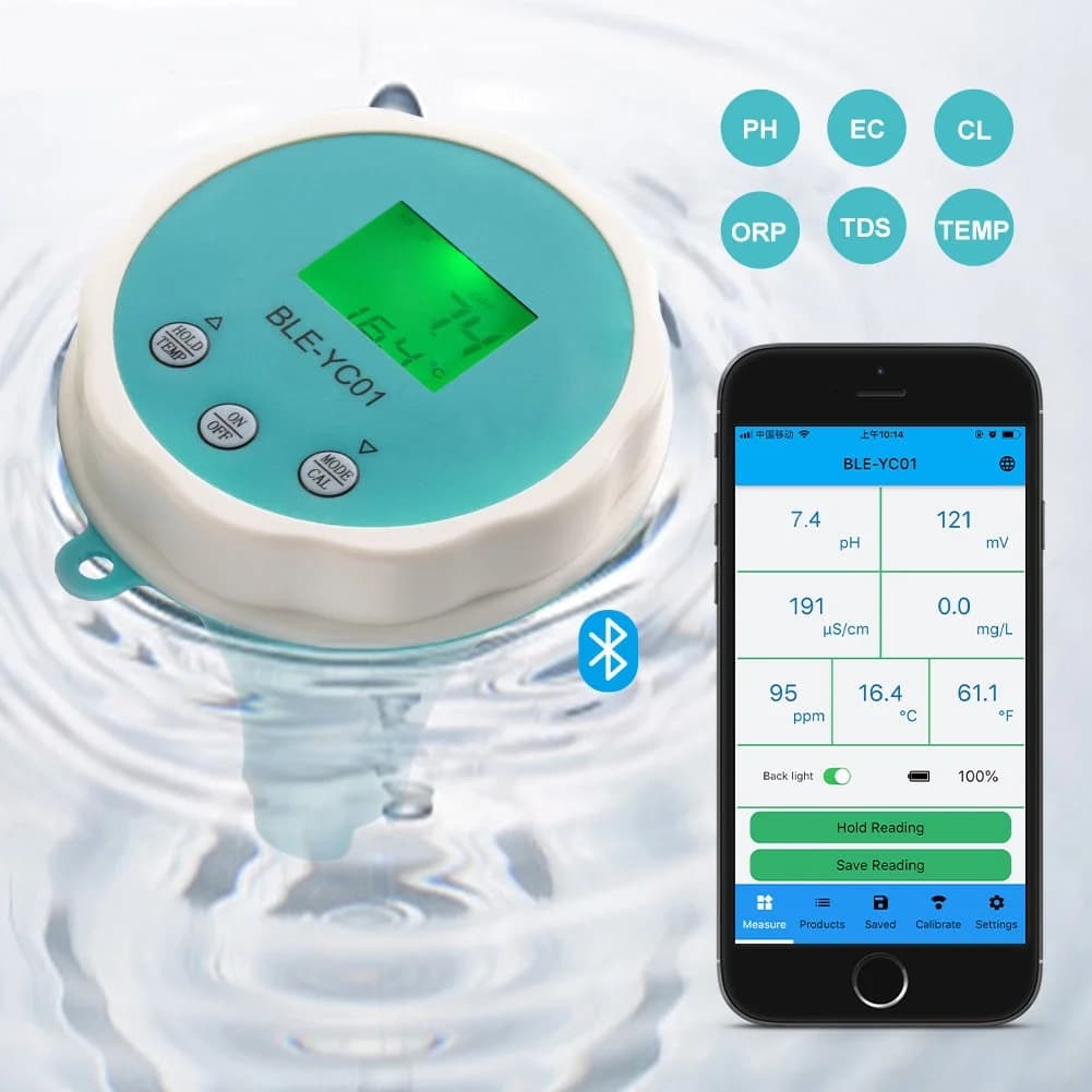 Ensemble de données numérique Bluetooth pour moniteur de qualité de l'eau de piscine, combo de tempé