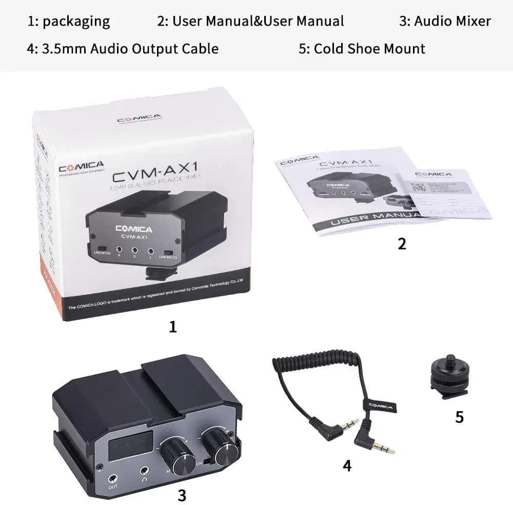 Adaptateur Audio Comica CVM-AX1 DSLR, adaptateur de mixage Audio pour Microphone avec surveillance e