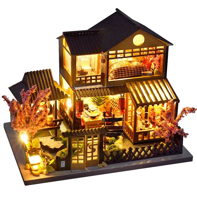 Mini maison de poupée en bois à faire soi-même avec kit d'éclairage et meubles, accessoires miniatur