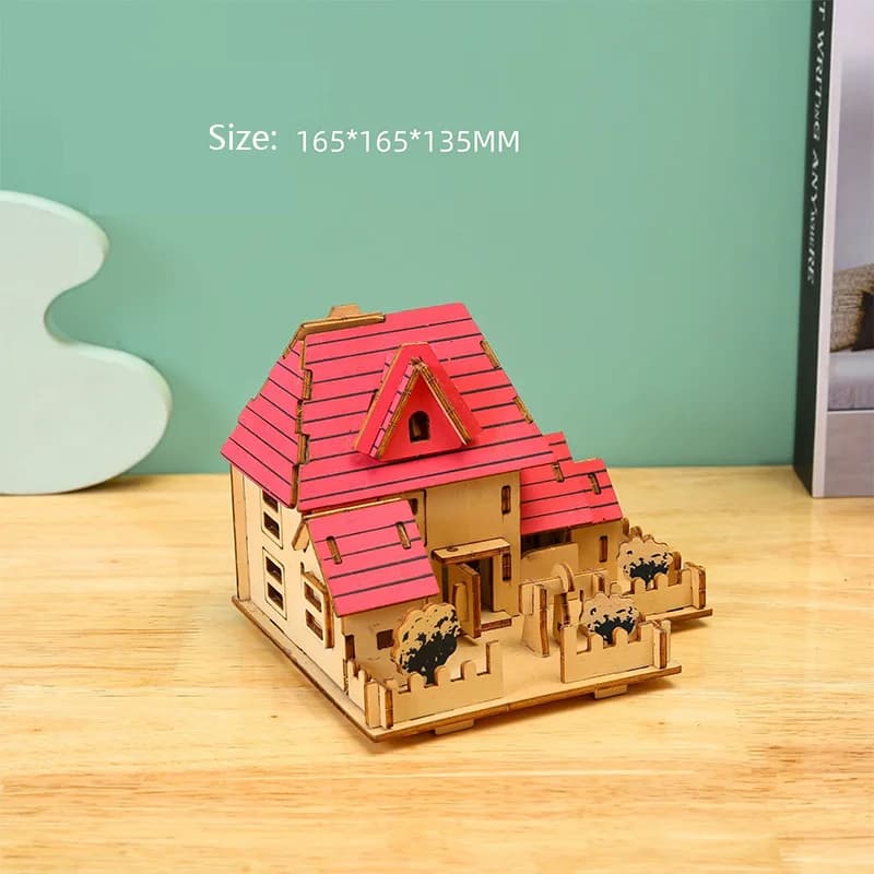 Coupe Laser bricolage maisons villas construction 3D Puzzle en bois jouet assemblage modèle Kits bur