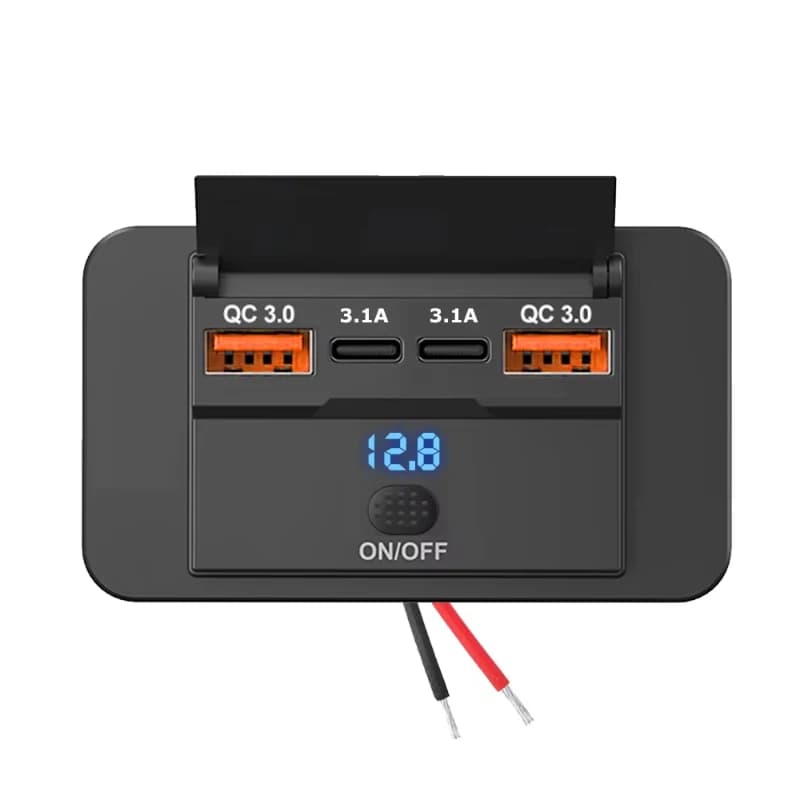 Panneau de prise de chargeur de voiture 12V/24V RV, prise USB double QC3.0 PD, prise de charge rapid