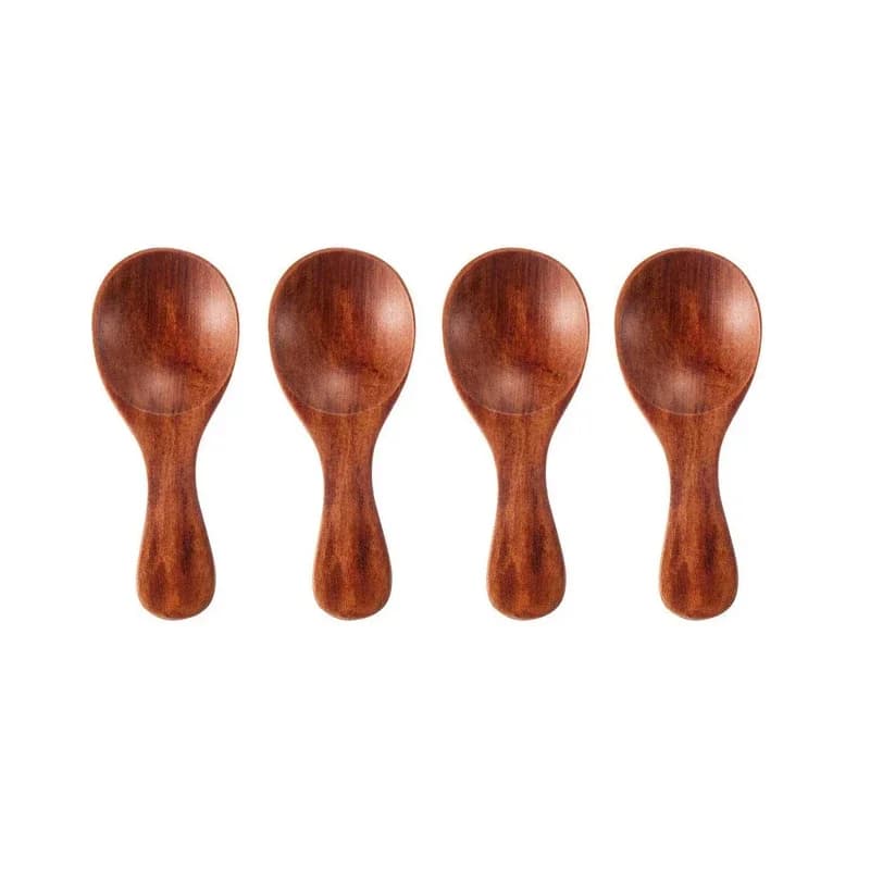 Mini cuillères en bois pour enfants, 4 pièces, petite cuillère à condiments pour épices, sucre, thé,