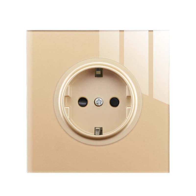 Panneau en verre ue électrique luxe doré Style moderne 1 2 3 4 Gang prise européenne prises murales