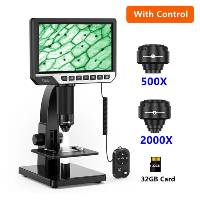 Elikliv-Microscope Numérique EDM11S 2000X 7 "IPS 12MP 1080P, Caméra de Laboratoire Seattle, Objectif