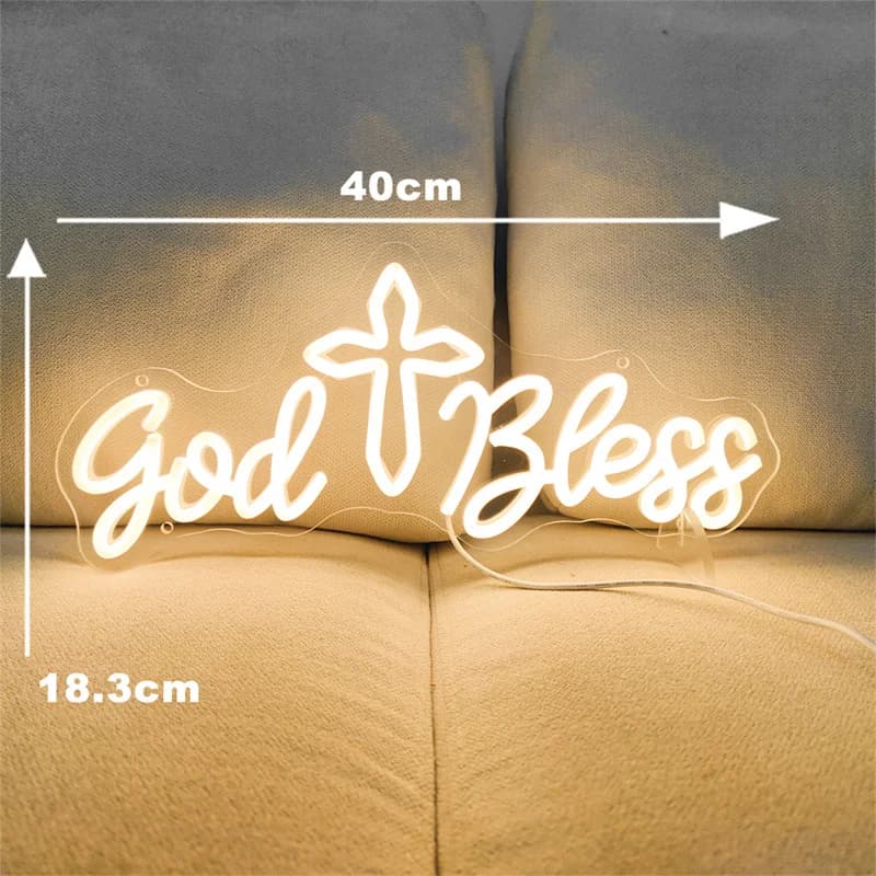 God Bless Neon Sign Wall LED Light, USB Power, Cadeaux d'anniversaire pour enfants, ix, Chambre à co