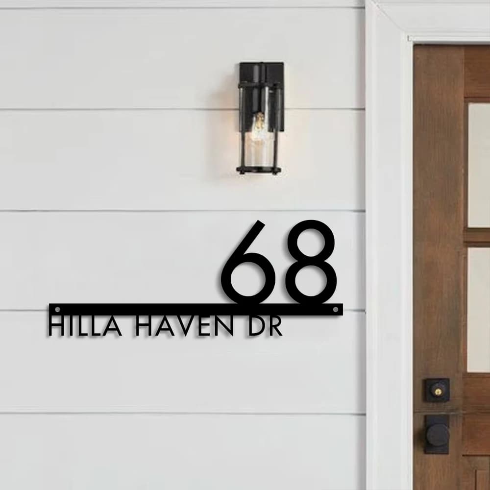 Numéros de maison personnalisés en acrylique brillant, plaque extérieure flottante, adresse moderne