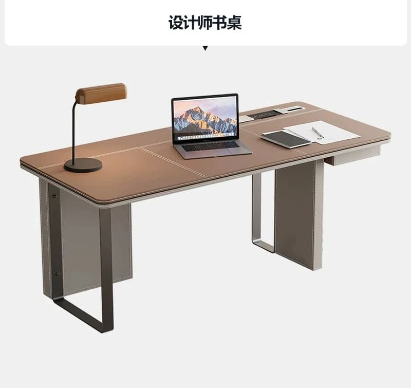 Bureau de direction au design minimaliste, mobilier de bureau moderne et simple, bureau en cuir plei
