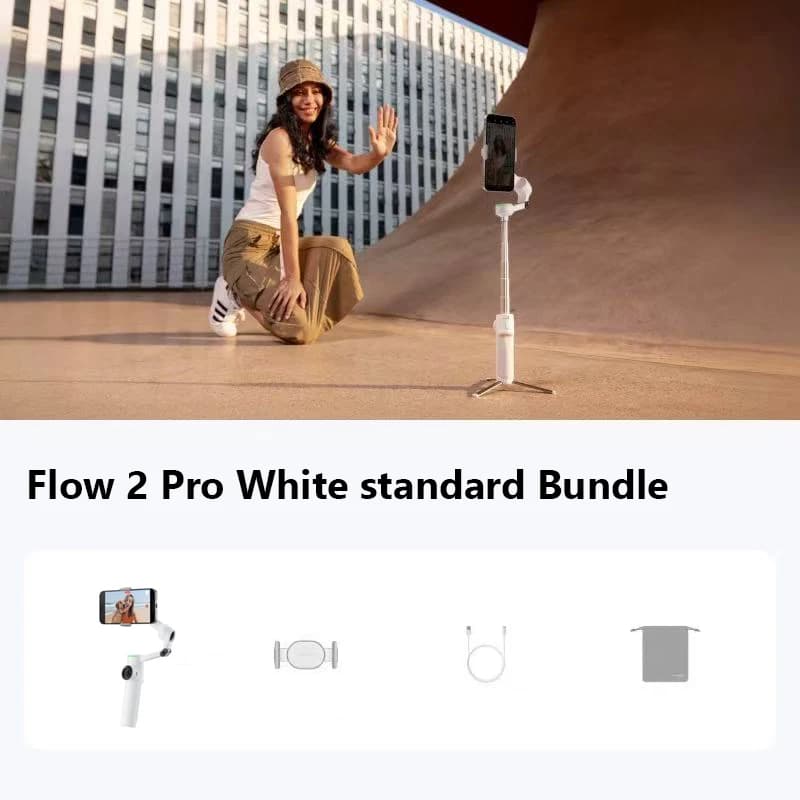 Insta360 Flow 2 Pro Stabilisateur de cardan portable AI Cinéma 360 ° Suivi de zoom actif Infinite