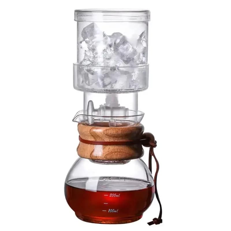 Cafetière goutte à glace en verre de 400ml, cafetière goutte à goutte avec goutteur réglable, Extrac