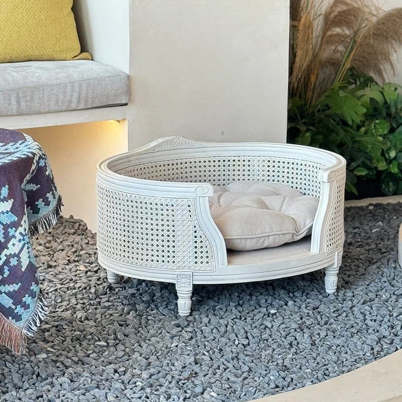 Petite maison pour chien en bois massif écologique, canapé-lit avec coussin surélevé rétro classique