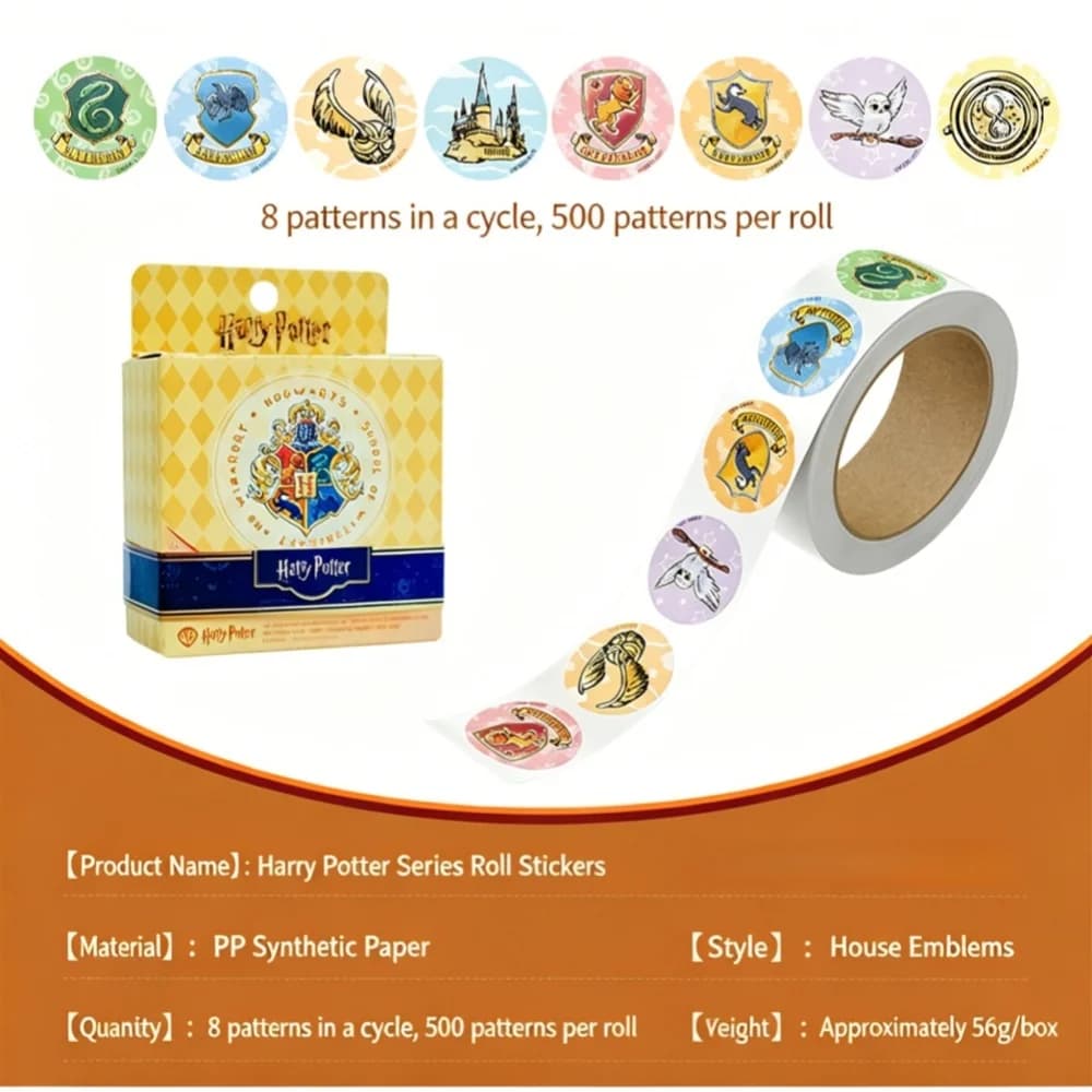 Lot de 500 autocollants authentiques sur le thème de Harry Potter, motifs des maisons d'Hogwarts et