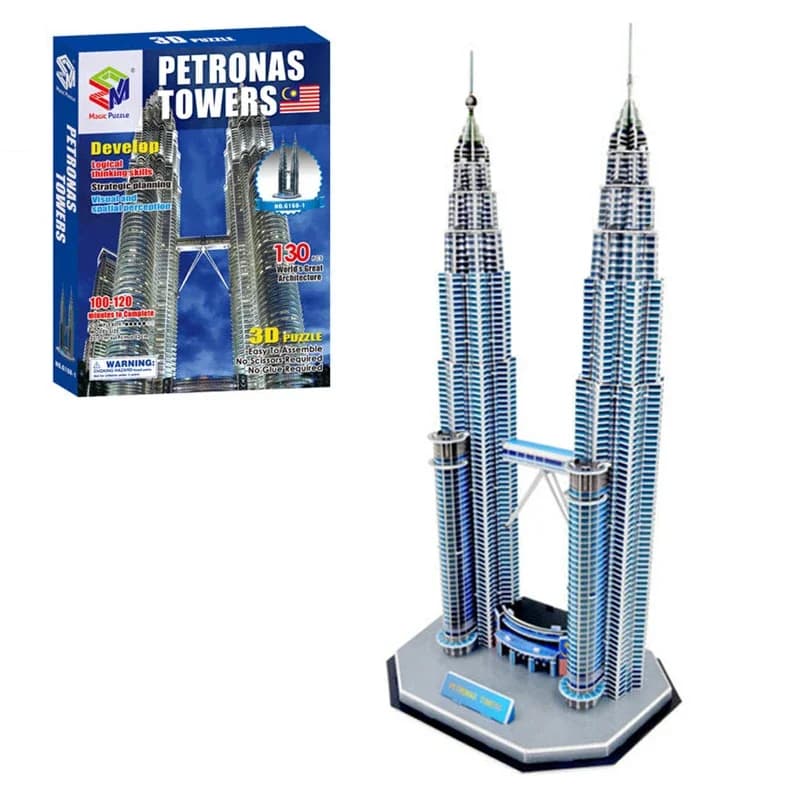 Puzzle 3D en papier des Tours Jumelles Petronas, modèle de construction, jouet, Malaisie, Kuala Lump