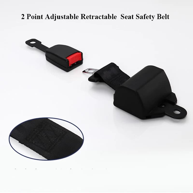 Ceinture de sécurité rétractable universelle à 2 points, ajustable, noire, pour siège de voiture et