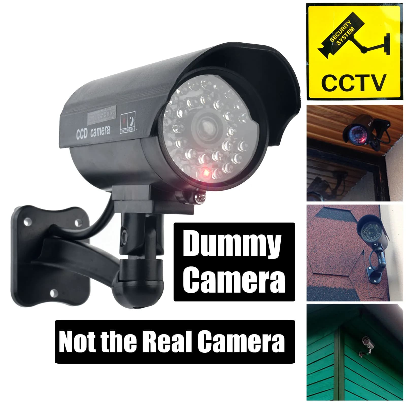 Smarsecur fausse caméra factice étanche sécurité CCTV caméra de Surveillance avec lumière Led rouge