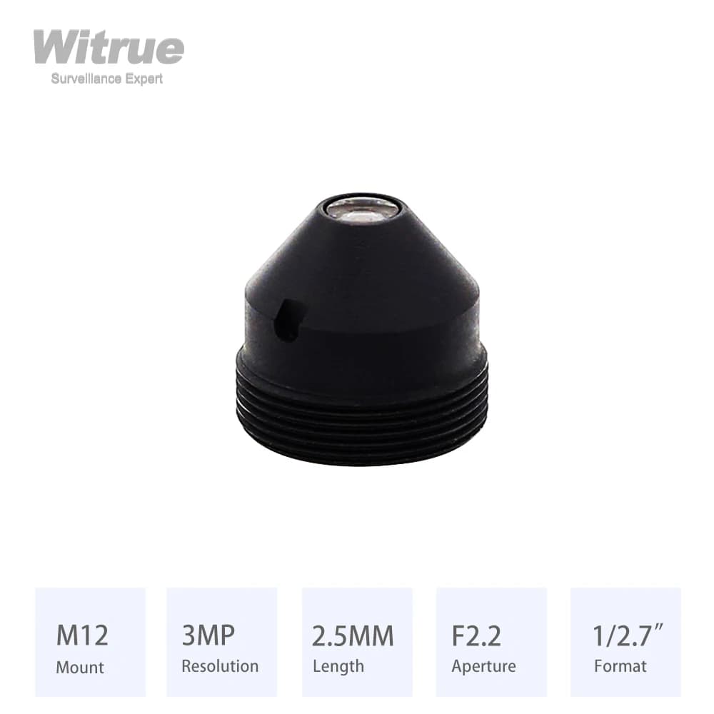 Witrue Sténopé HD 3MP 2.5MM M12 Mont Ouverture F2.2 Format 1/2.7 "pour Mini Surveillance Caméras De