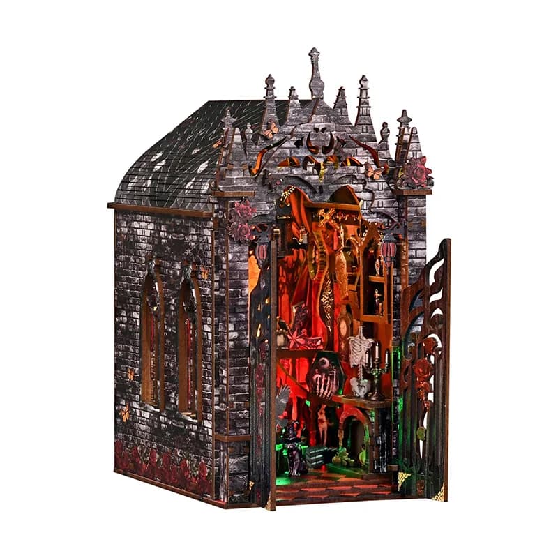 Miniature DIY : Niche à Livres Gothique Château de Vampire en Bois, Modèle d'Architecture à Assemble