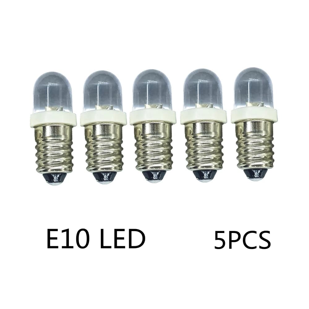 Ampoule LED E10 DC3V DC3.8V DC4.5V DC 6V E10 LED 8V 12V 18V 24V E10, blanc chaud rouge bleu vert jau