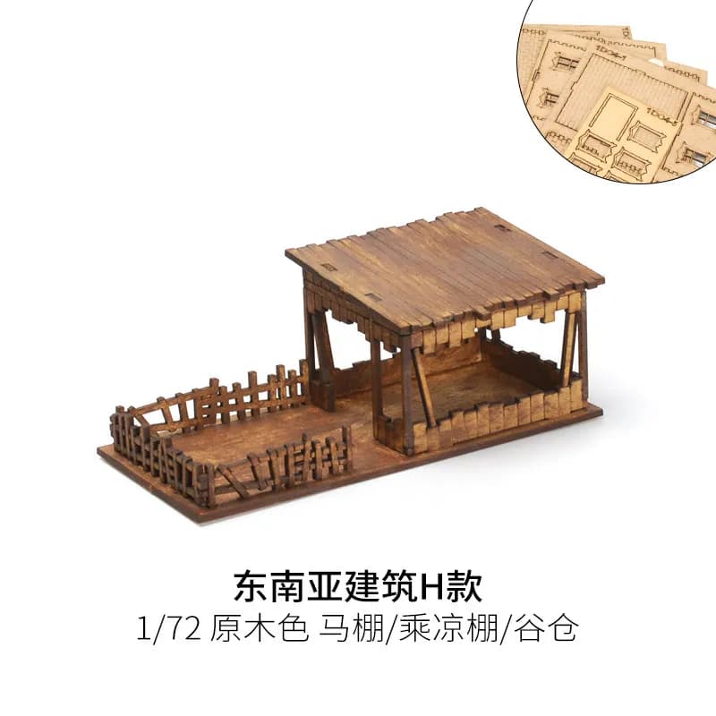 Modèle de puzzle en bois à assembler 1/72, maison du sud-est asiatique, temple, construction du Moye