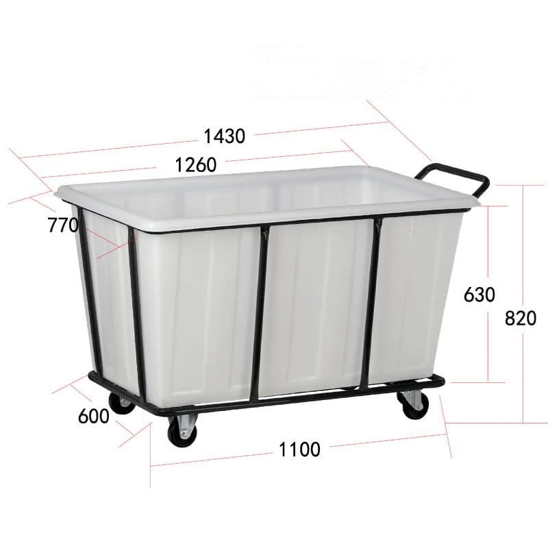 Chariot à linge en plastique de grande capacité d'occasion commerciale d'usine d'hôpital d'hôtel