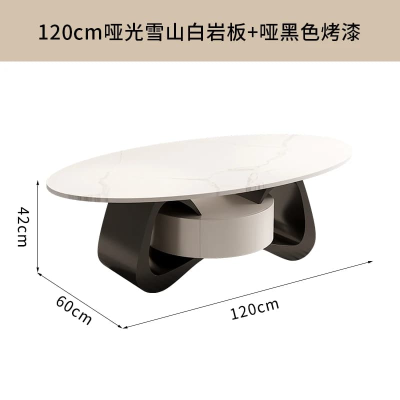 Table basse ovale de luxe, Design Unique, rangement caché, tendance, ronde et minimaliste, meubles d