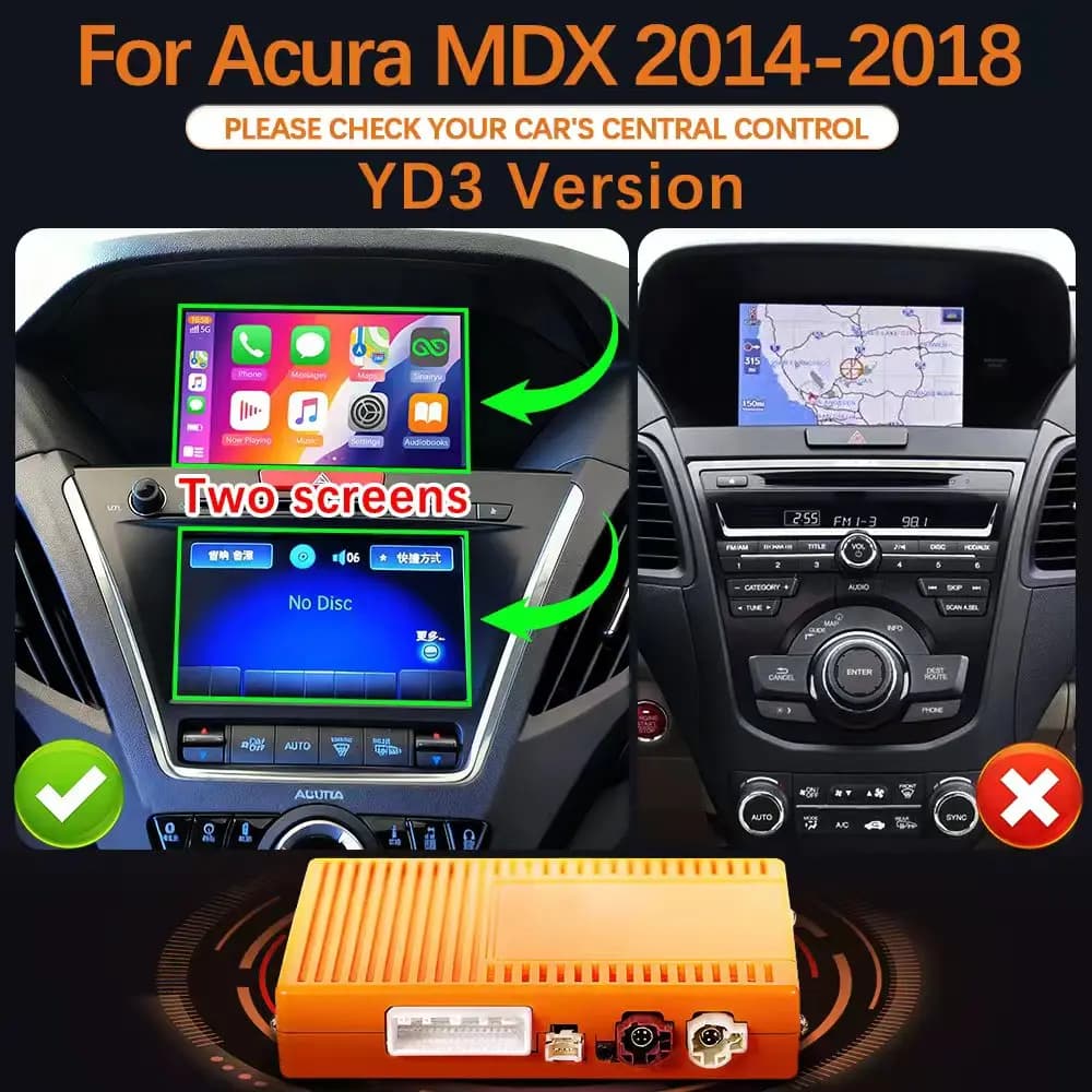 Boîte de décodeur automatique sans fil Apple CarPlay Android pour Acura YD3 MDX 2014 – 2018, Support