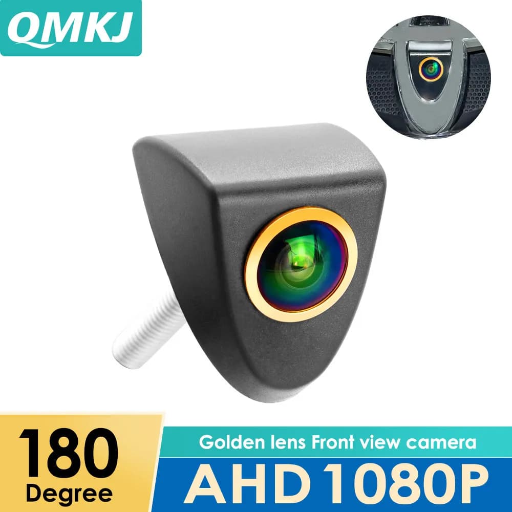 QMKJ AHD 1080P 180 ° Caméra de vue avant grand angle avec logo de véhicule, pour Toyota Camry Coro