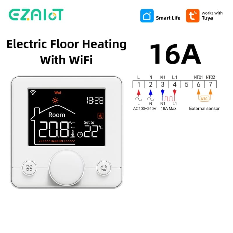 EZAIOT tuya maison intelligente thermostat eau électrique chauffage au sol chaudière à gaz WiFi temp