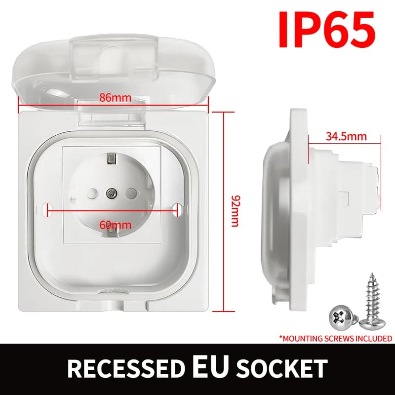 Prise murale encastrée étanche IP65, 16A 250V, style US/thaïlandais, prise 10A, type 86, résistante