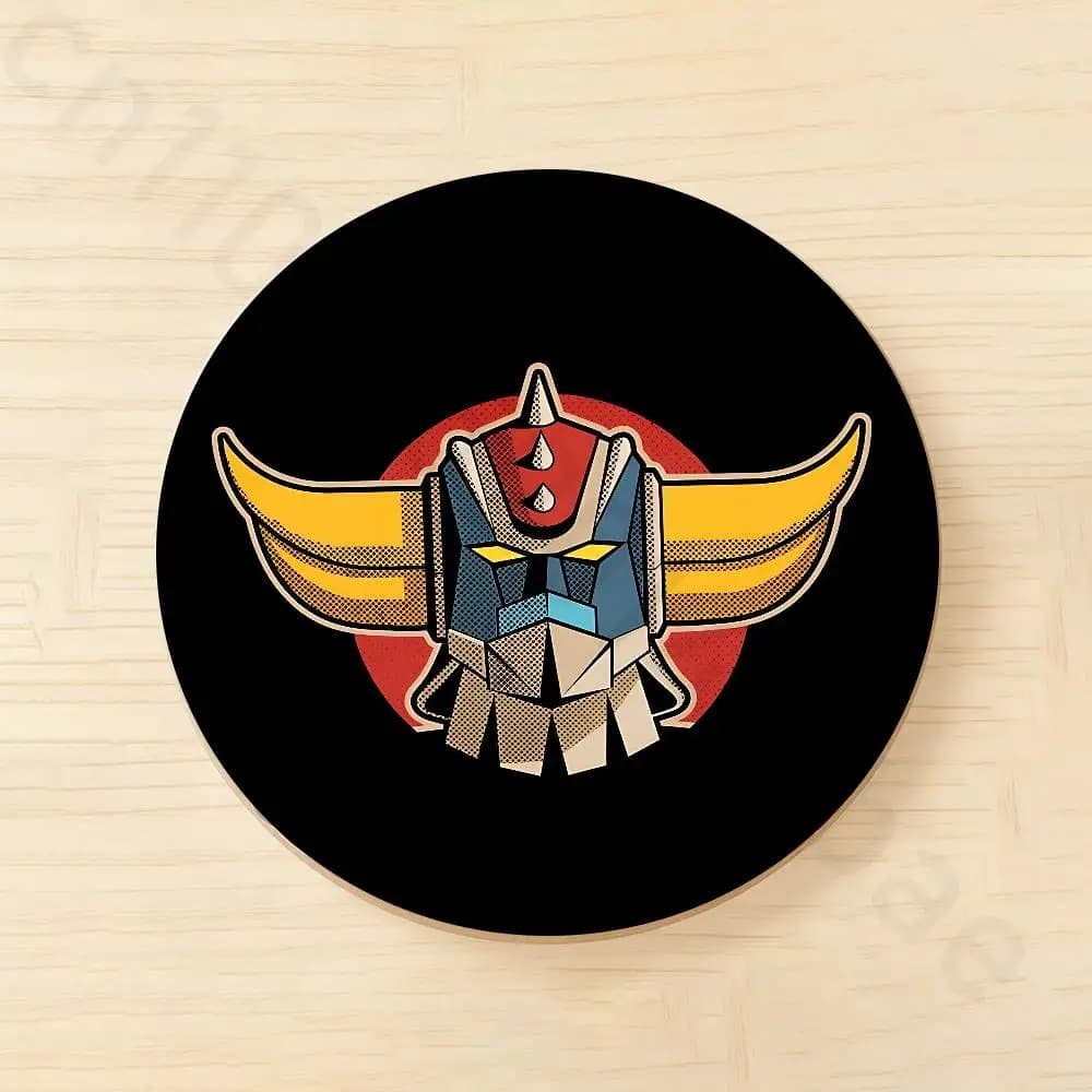 Sous-verres en bois à thème robot Mazinger Z pour tasses à café, décoration de bureau et de restaura