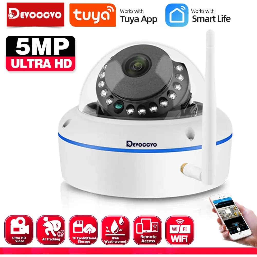 Smart life 5MP Wifi IP dôme caméra intérieure maison vision nocturne sans fil plafond CCTV caméra de