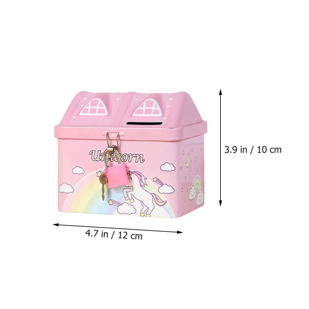 Tirelire licorne, maison de dessin animé, pot d'argent en métal pour enfants filles, boîte d'épargne