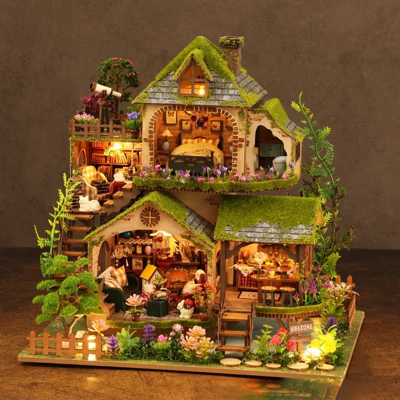 Kit de modèle Miniature en bois, bricolage, aventures forestière, maison de poupée, Puzzle 3D, maiso