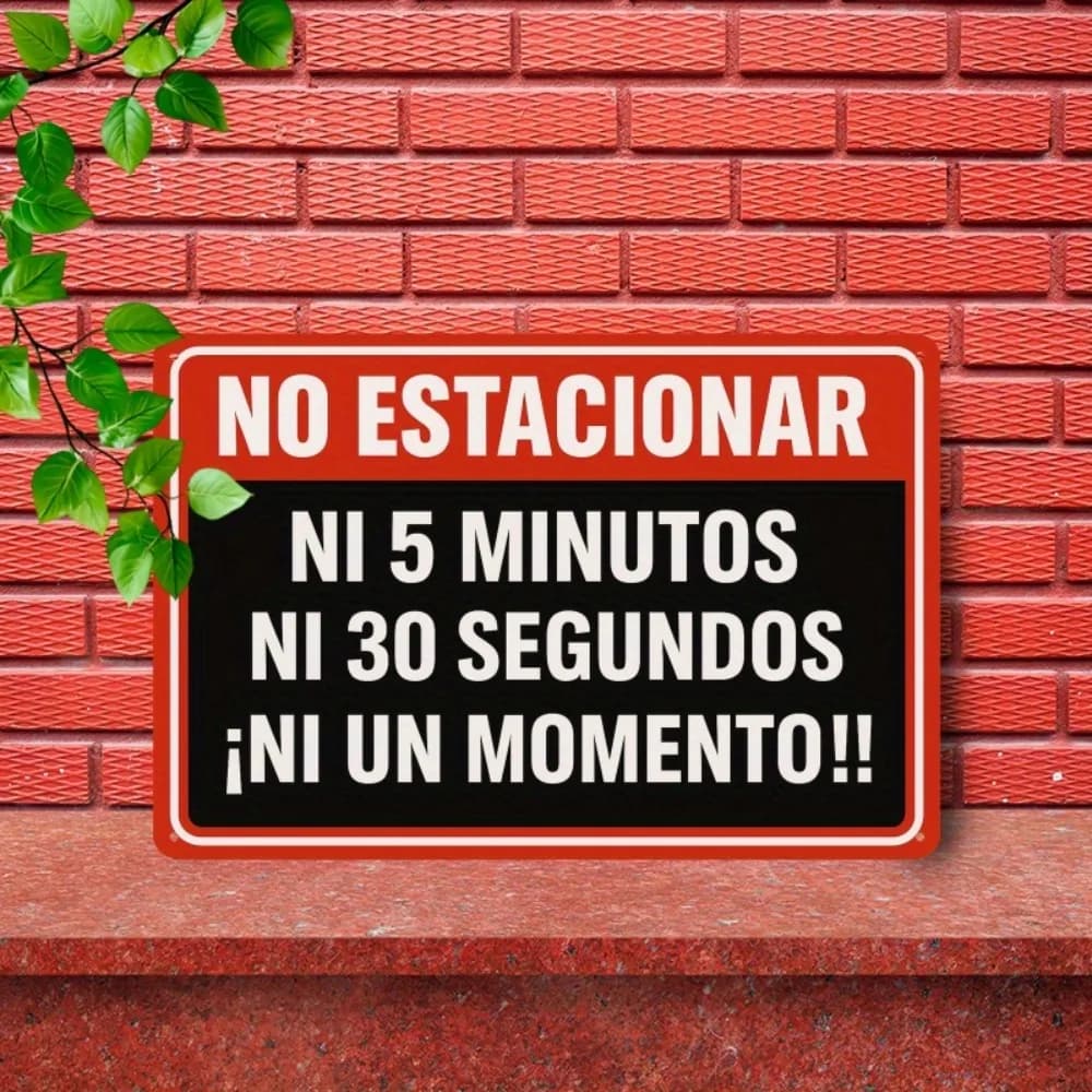 Panneau en métal amusant « No Estacionar Ni 5 Minutos » en espagnol, plaque décorative murale rétro