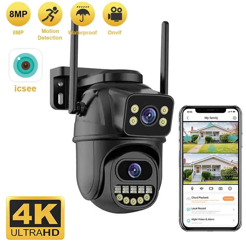 BELIA-Caméra de surveillance extérieure PTZ IP WiFi 4K 8MP, objectif touristique, n'aime numérique 4