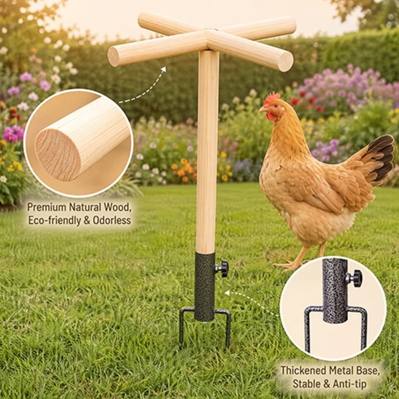 Support perchoir d'extérieur pour poulet avec doubles perchoirs en bois pour usage quotidien, suppor