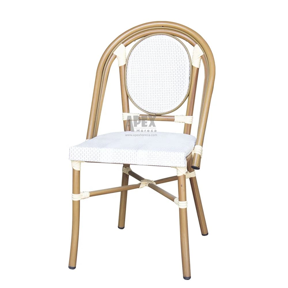 Chaise de salle à manger empilable en rotin de bistro de balcon de meubles de restaurant extérieur f