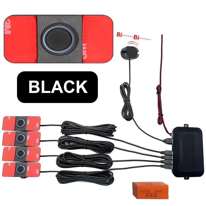 Kit de Capteurs de Stationnement de Voiture, Assistant Park tronics 4, Noir, Argent, Blanc, 13mm, Pl